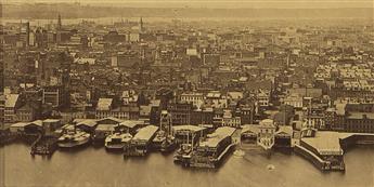 JOSHUA H. BEAL (active 1860s-1870s) Beals Panoramic View of New York. A monumental 5-part panorama from the Brooklyn Bridge Tower de